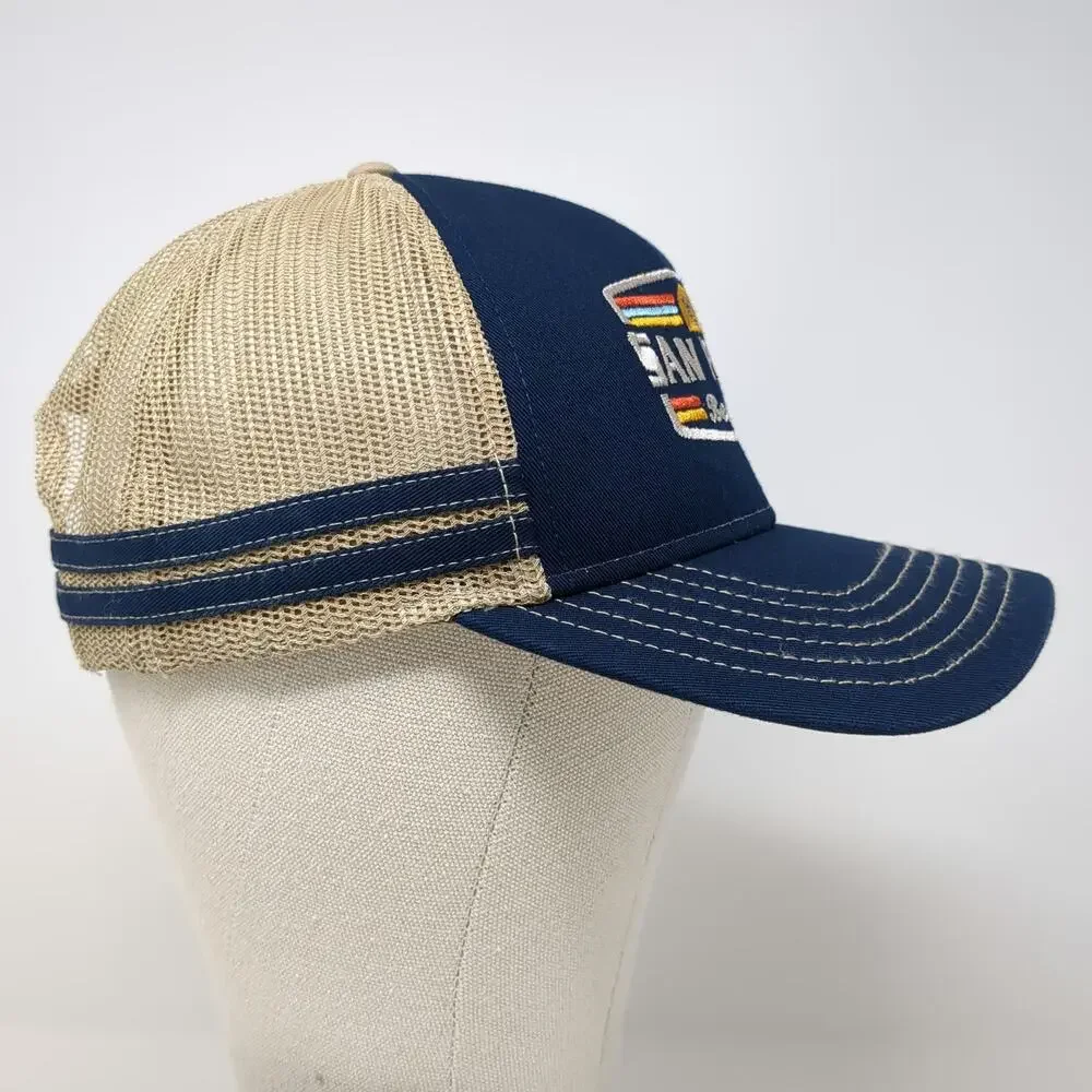 Fahrenheit Headwear Trucker Hat Blue One Size San Pedro Belize Mesh Back Patch